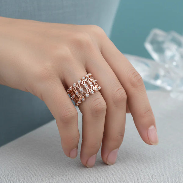 Rose Gold Two in One Ring Cum Bracelet for Women