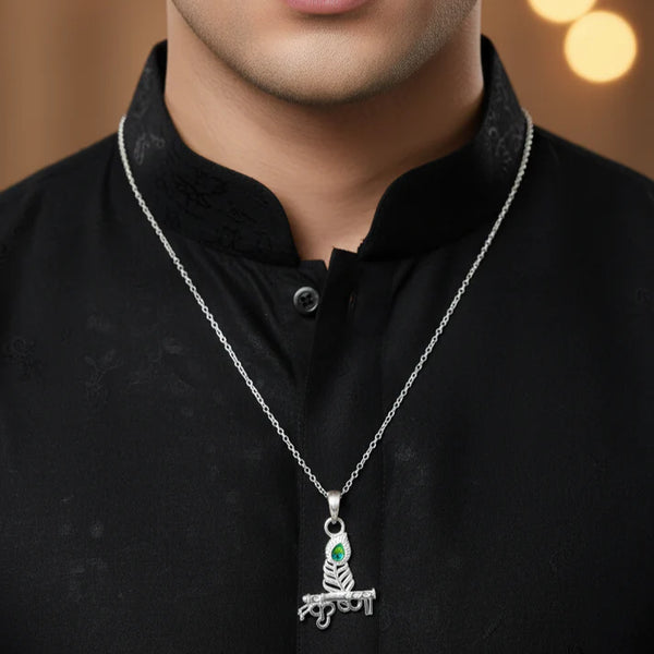 Silver divine flute of Lord Krishna Pendant