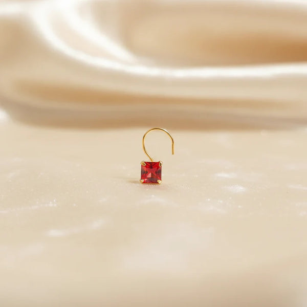 (Buy 1 get 1) Gold Polish Nose Pin with Square Multicolour Stones