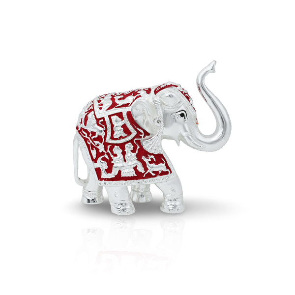 Silver Plated Antique Elephant Figurine For Interior Decor