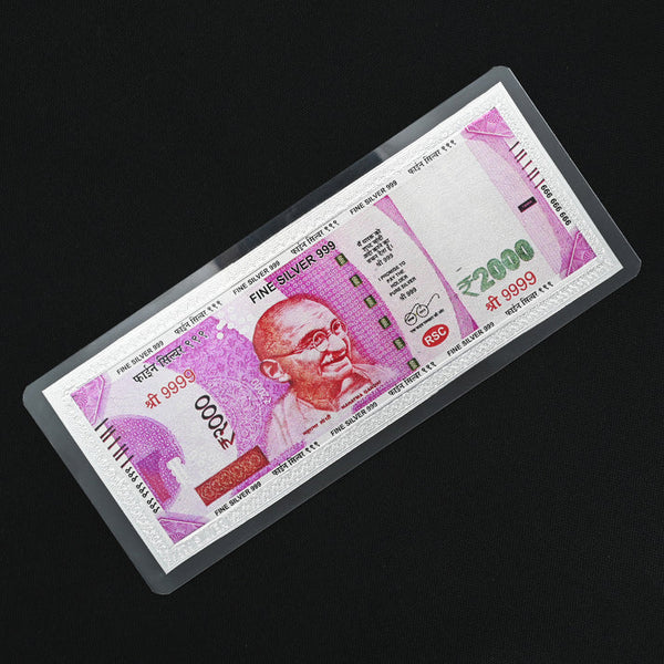 999 Silver Plated 2000 Rupee Note, Hare sawariya jewellers