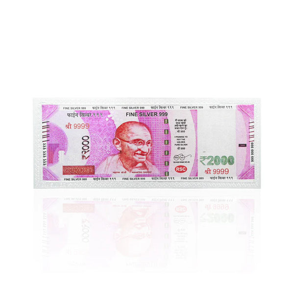 999 Silver Plated 2000 Rupee Note, Hare sawariya jewellers