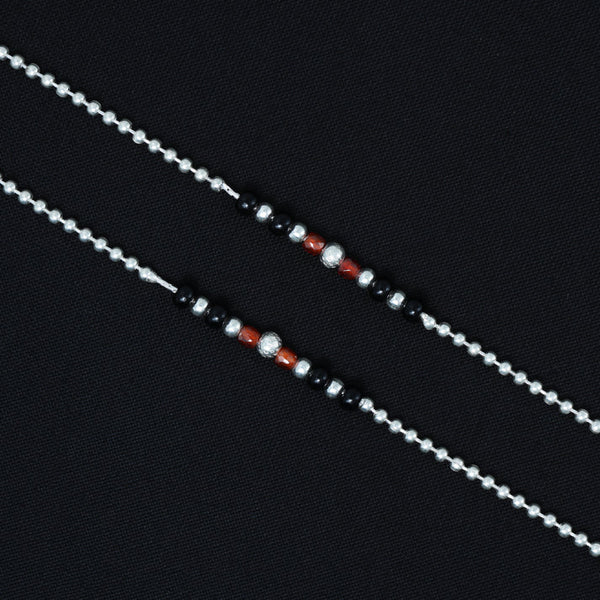 Silver Payal with Sparkling Multiple Color Beads
