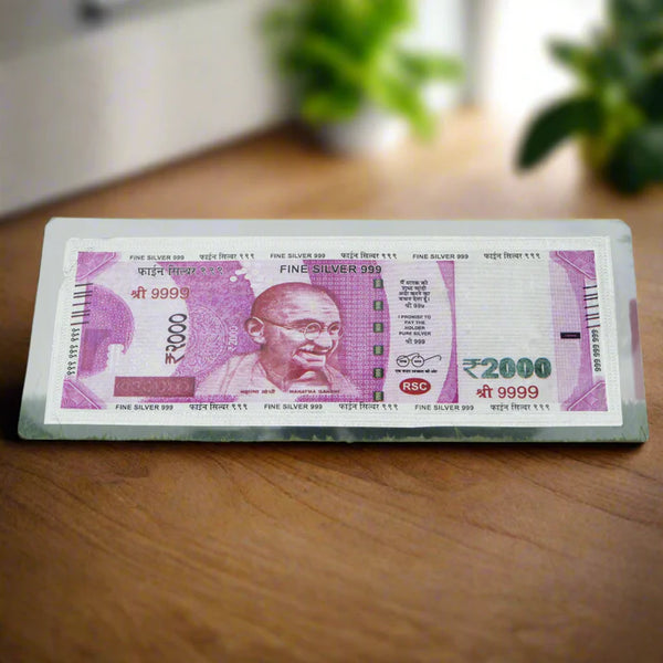 999 Silver Plated 2000 Rupee Note, Hare sawariya jewellers