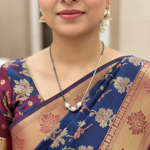 Ethnic Silver Mangalsutra With Pearls
